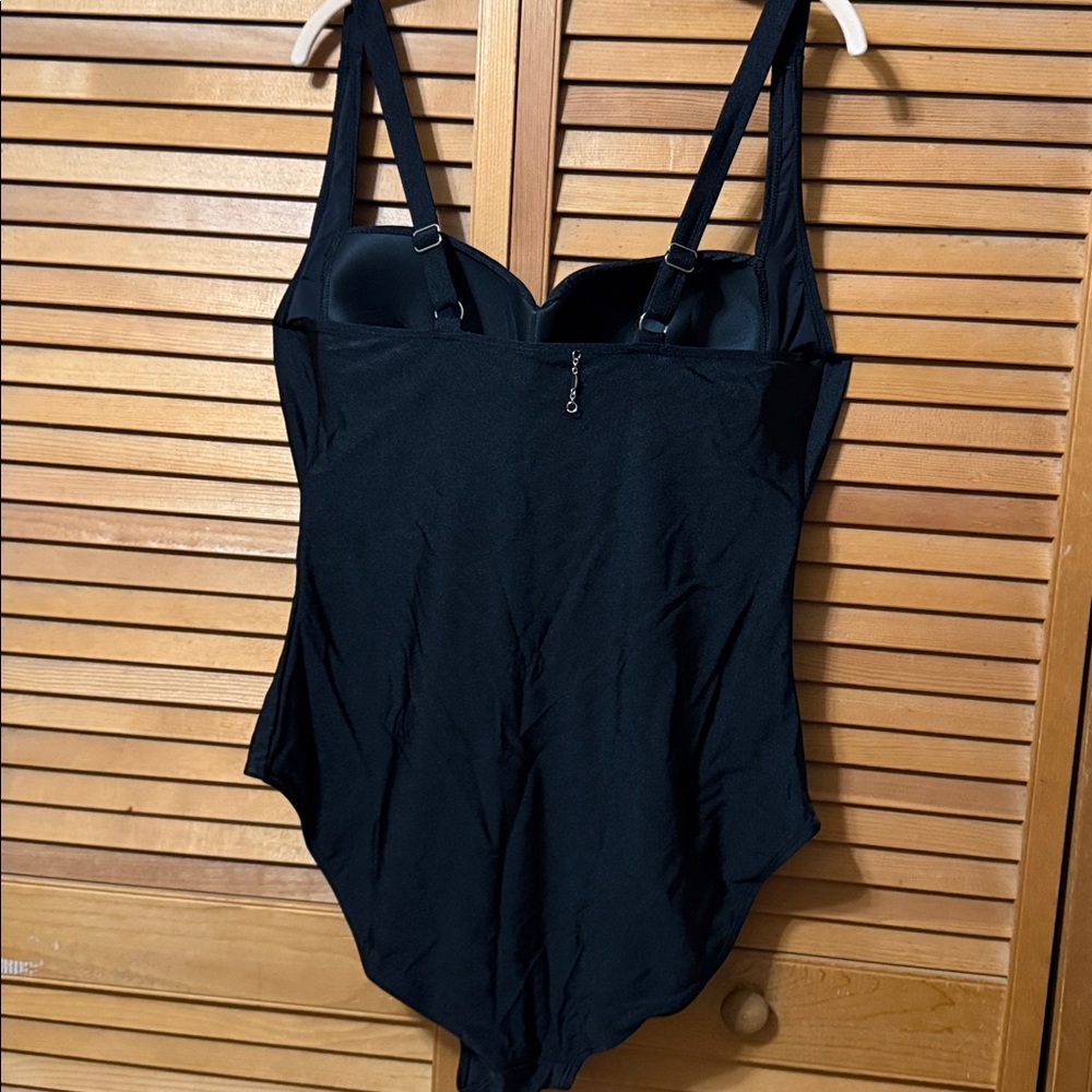 Betsey Johnson Black Ruched One-Piece Swimsuit - Picture 3 of 5